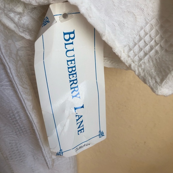 100% White Cotton Wrap Robe Tassel Collar Vintage Blueberry Lane Cottagecore - Picture 6 of 11